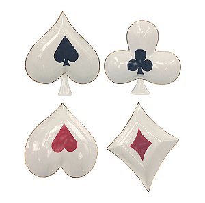 Conjunto de Petisqueiras com 4 Peças Baralho - 18,5cm x 19,5cm x 3cm