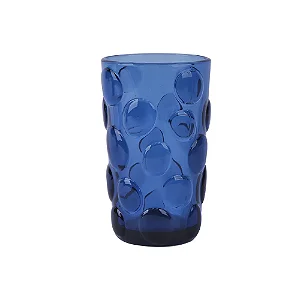 Conjunto com 6 Copos em Vidro com Textura Bolhas Azul - 350ml