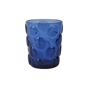 Conjunto com 6 Copos em Vidro com Textura Bolhas Azul - 300ml