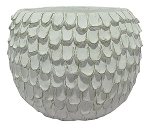 Vaso De Cimento Branco Rustico Pétalas - 28cm
