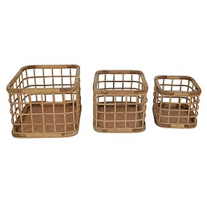 Conjunto com 3 de Cestos em Rattan - 38,5cm