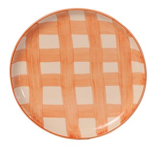 Prato Redondo Liso Xadrez P Laranja - 19cm