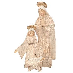 Sagrada Familia Em Resina Marrom e Branco - 31cm x 20cm x 13cm