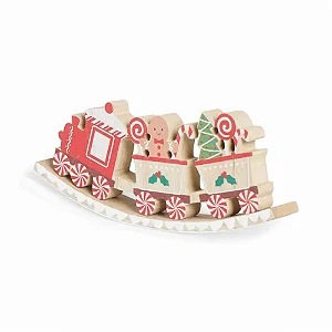 Trem Decorativo Com Gingerbread Vermelho / Verde Natal - 20cm