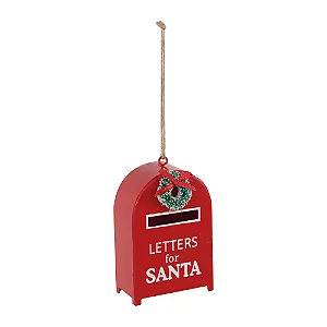 Enfeite Caixa De Correio Decorativa Natalina com Guirlanda Vermelho /Verde - 9cm x 6cm