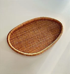 Bandeja Decorativa Orgânica em Fibra Natural P - 45cm x 27cm