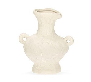 Vaso em Cerâmica com Alça Offwhite - 26cm x 23cm