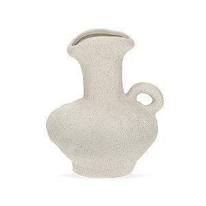 Vaso em Cerâmica com Alça Cinza - 22cm x 18cm