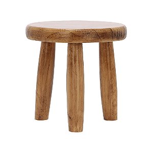 Banco de Madeira Redondo Rústico P - 32cm x 32cm