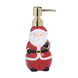 Saboneteira Papai Noel Natal - Vermelho/Ouro/Branco - 18,8cm x 8,5cm