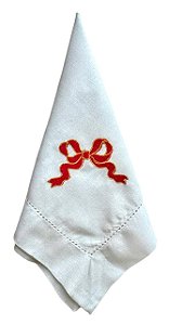 Guardanapo Linho Misto Laço Vermelho Natal - 40cm x 40cm