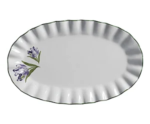 Travessa Decorada Tulipas Azul - 49cm x 30,5cm