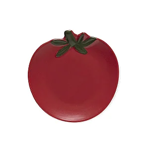 Conjunto com 4 Pratos de Sobremesa em Cerâmica Aquarelle Tomate - 20cm