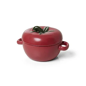 Bowl com Tampa em Cerâmica Aquarelle Tomate 14cm x 11cm - 600ml