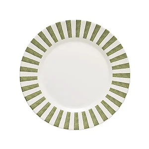Conjunto com 4 Pratos Raso Aquarelle em Cerâmica Listras Verde - 29cm