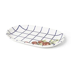 Travessa Aquarelle Xadrez em Cerâmica Pomodoro e Basilico - 34cm x 22cm