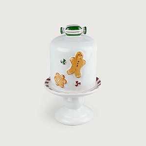 Porta Panetone de Cerâmica P Gingerbread Natal - 26cm x 15cm - Cerâmica Luiz Salvador