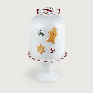 Porta Panetone de Cerâmica G Gingerbread Natal - 33cm x 18cm - Cerâmica Luiz Salvador