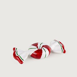 Castiçal Bala Redonda Candy Vermelho Natal - 18cm x 8cm - Cerâmica Luiz Salvador