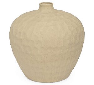 Vaso em Cerâmica Redondo Bege P - 24,5cm x 23cm
