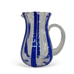 Jarra em Vidro Transparente com Listras Azul - 1.970ml