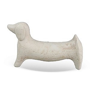 Cachorro Decorativo em Resina Estilo Travertino Bege - 22cm