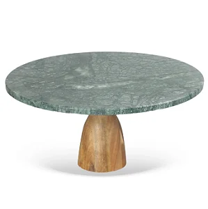 Boleira em Madeira e Mármore Verde - 30cm x 13cm