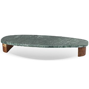 Bandeja em Madeira e Mármore Verde - 36cm x 13,5cm