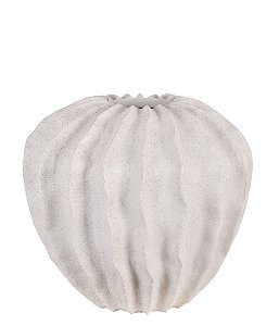 Vaso Estriado em Polirresina Off-White - 28cm x 30cm