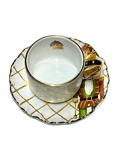 Conjunto com 4 Xícaras de Café Nut Cracker com Ouro Natal