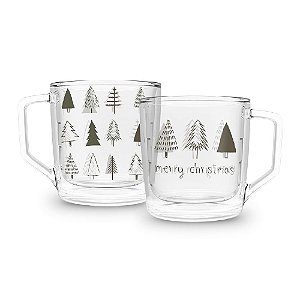 Kit com 2 Xícaras Natalinas 250ml – Natal Minimalista