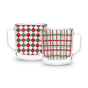 Kit com 2 Xícaras Natalinas 250ml – Padrão Natal