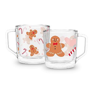 Kit com 2 Xícaras Natalinas 250ml – Biscoitos de Natal