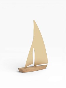 Escultura Barco em Madeira e Metal G - 37cm x 26cm