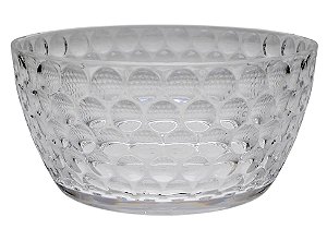 Saladeira Acrílico Lapidado Círculos Transparente - 25,3cm x 12cm