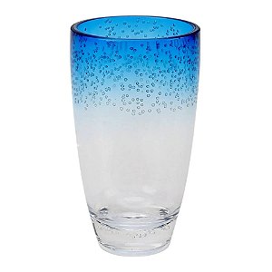 Copo Longo em Acrílico Bolhas Topo Degradê Azul - 470ml