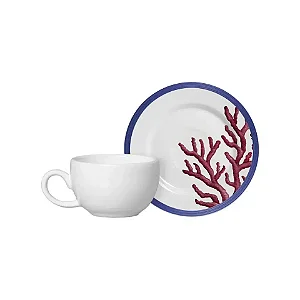 Conjunto com 6 Xícaras de Café com Pires Coral Gables Coral - 80ml