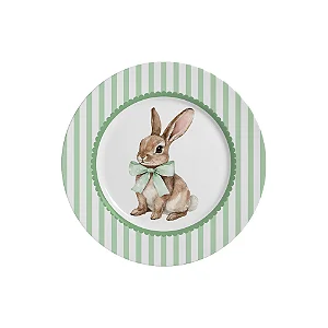 Conjunto com 6 Pratos de Sobremesa Laços de Páscoa Verde - 21cm