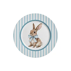 Conjunto com 6 Pratos de Sobremesa Laços de Páscoa Azul - 21cm