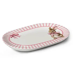 Travessa Laços de Páscoa Rosa - 34cm