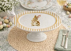 Boleira Pequena Laços de Páscoa Amarela - 21cm