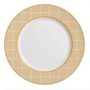 Conjunto com 6 Pratos Rasos Laços de Páscoa Amarelo - 29cm