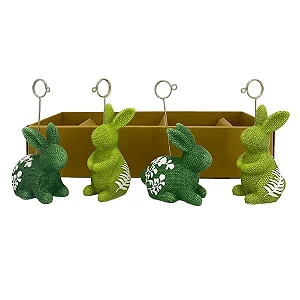 Conjunto com 4 Marcadores de Lugar Coelho Flock Verde Páscoa