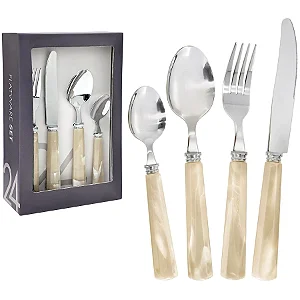 Faqueiro com 24 Peças Inox Bege