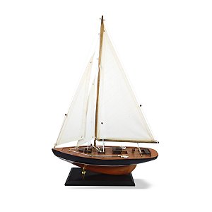 Barco a Vela Decorativo em Madeira Preto M - 48cm