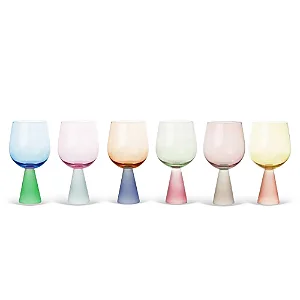 Conjunto com 6 Taças em Vidro com Base Conica  Mix de Cores - 550ml