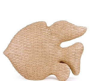 Escultura Peixe em Polirresina Estilo Rattan G - 30cm x 24cm