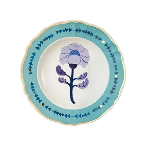 Prato Fundo em Porcelana Botânica Peonia Azul Bitossi - 24cm