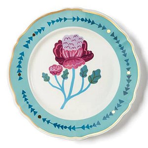 Prato Raso em Porcelana Botânica Geranio Azul Bitossi - 26cm