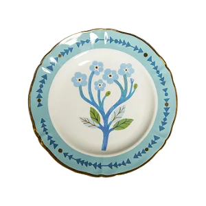 Prato de Sobremesa em Porcelana Botânica Margher Azul Bitossi - 20,5cm